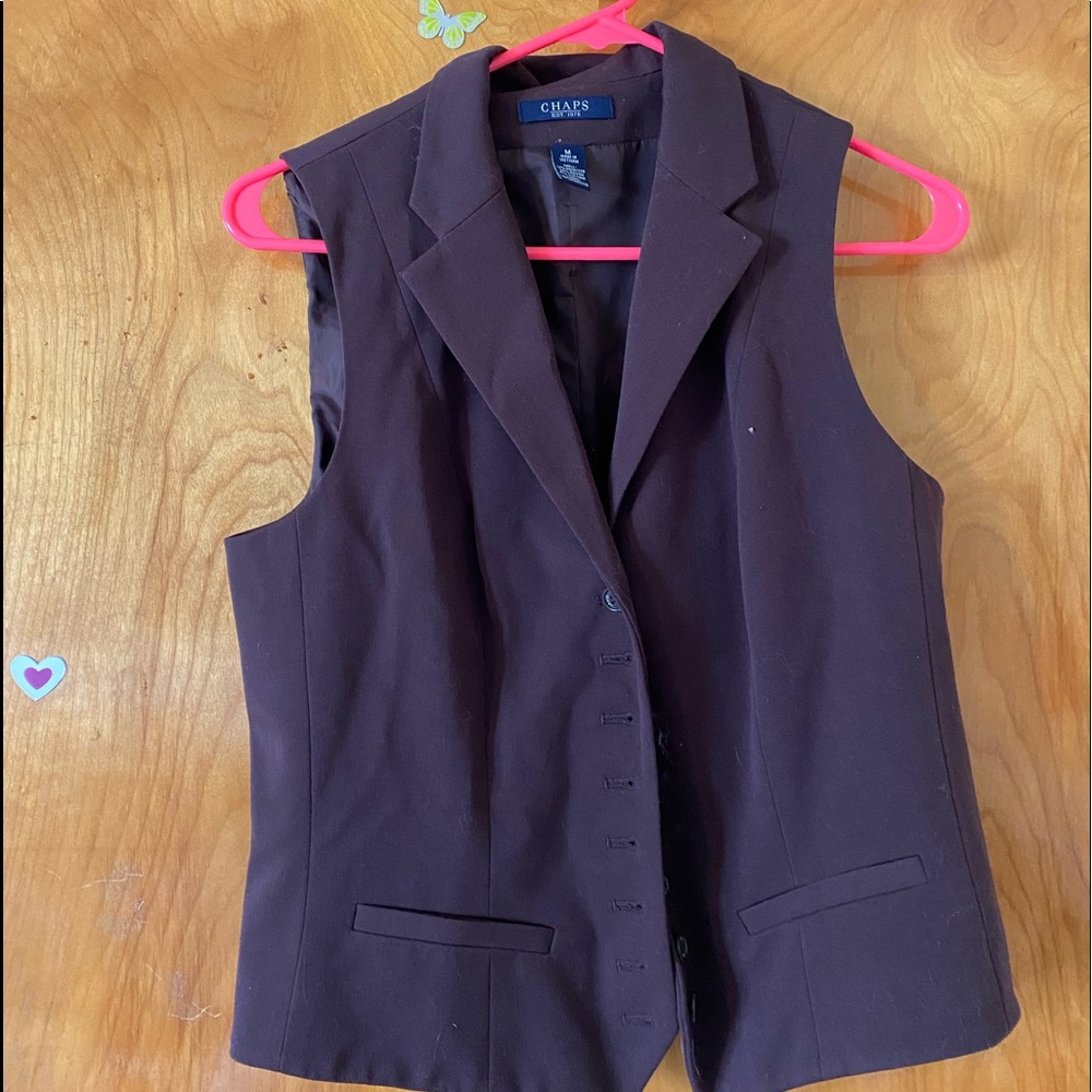 Chaps dark brown button up vest